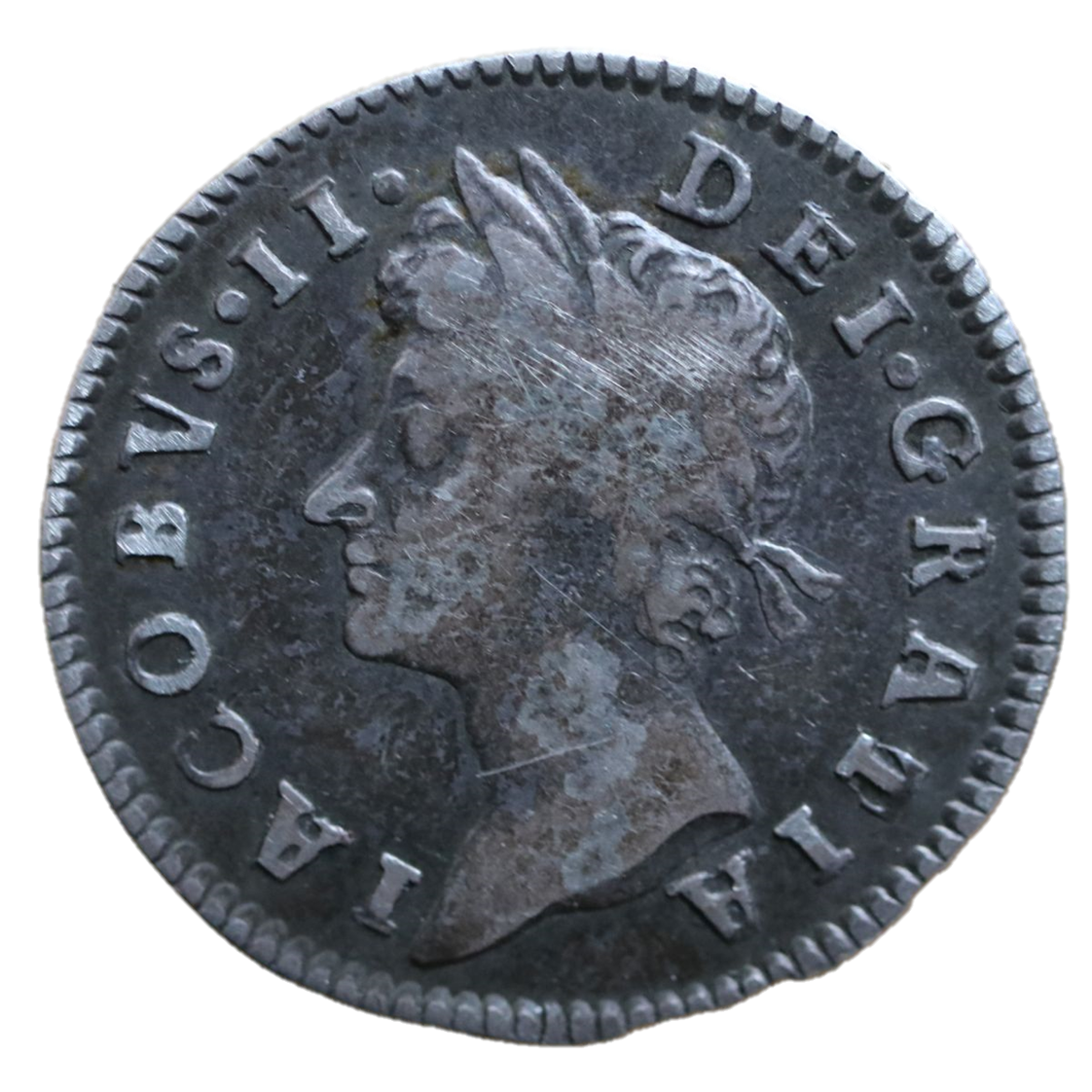 James II 1685 - 1687; AR (Silver) Three Pence Coin