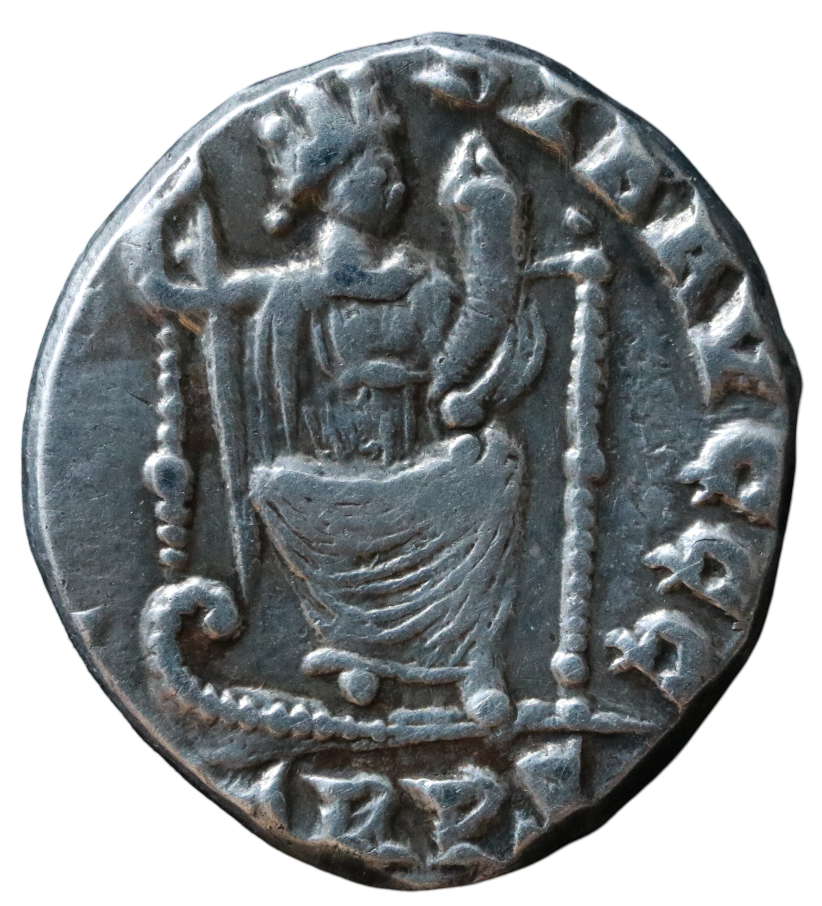 Theodosius I  378 - 383 CE; AR  Siliqua - Trier - Image 2