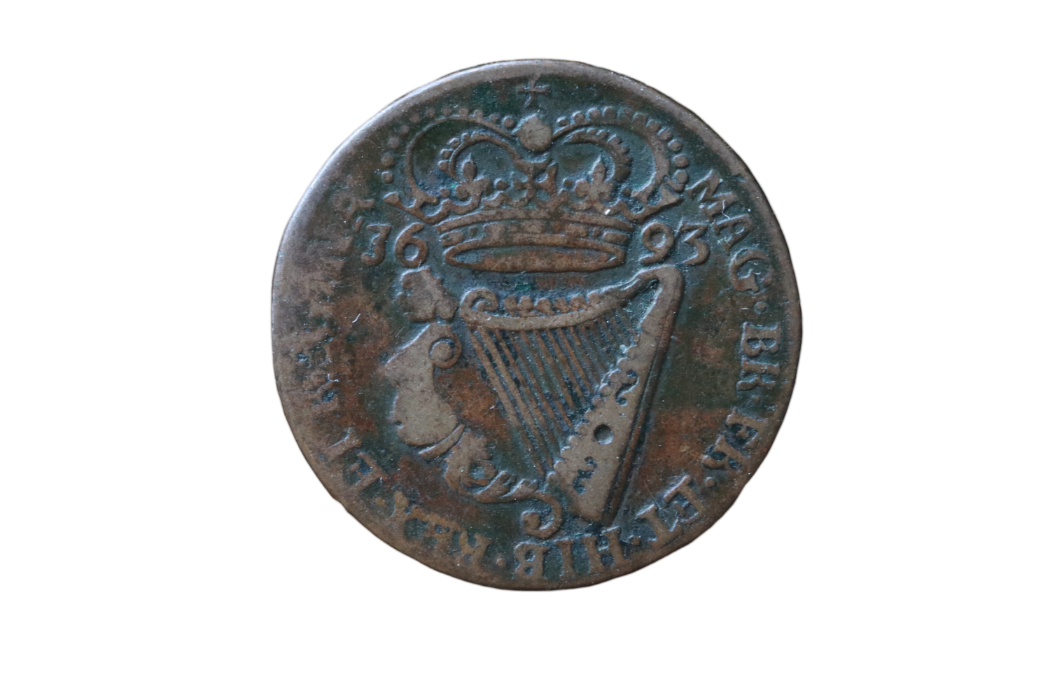 William III & Mary II 1689-1694 CE; Æ Half-Penny - Dublin. - Image 2